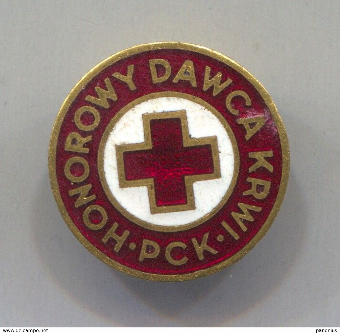 Red Cross Croix Rouge Rotes Kreuz, Honorary Blood Donor Poland, Vintage Pin Badge Abzeichen, Enamel - Médical