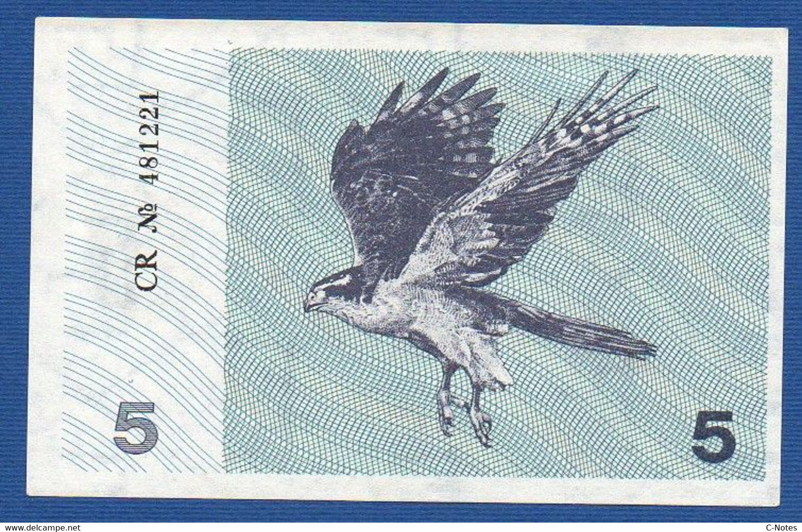 LITHUANIA - P.34b –  5 Talonas 1991 AUNC, Serie CR 481221 - Litauen