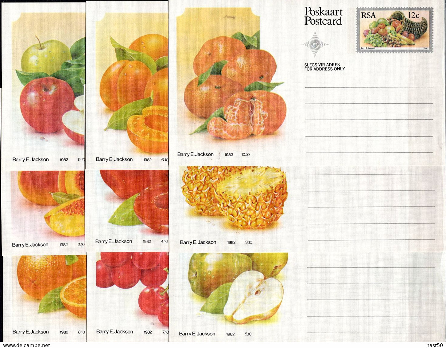 Südafrika - Ganzsache 9 Postkarten Obst Zu 12 C. Aus Dem Jahr 1982 - Colecciones & Series