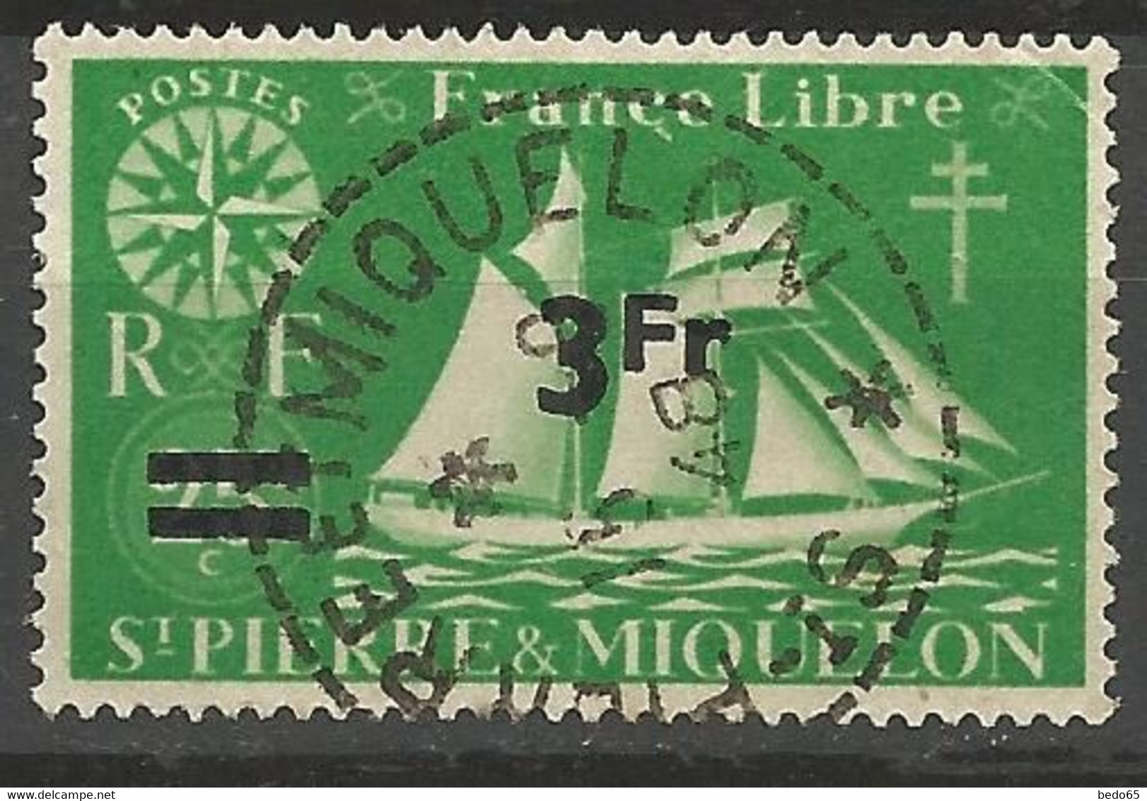 ST PIERRE ET MIQUELON N° 320 Pli D'angle CACHET ST P ET MIQUELON - Used Stamps