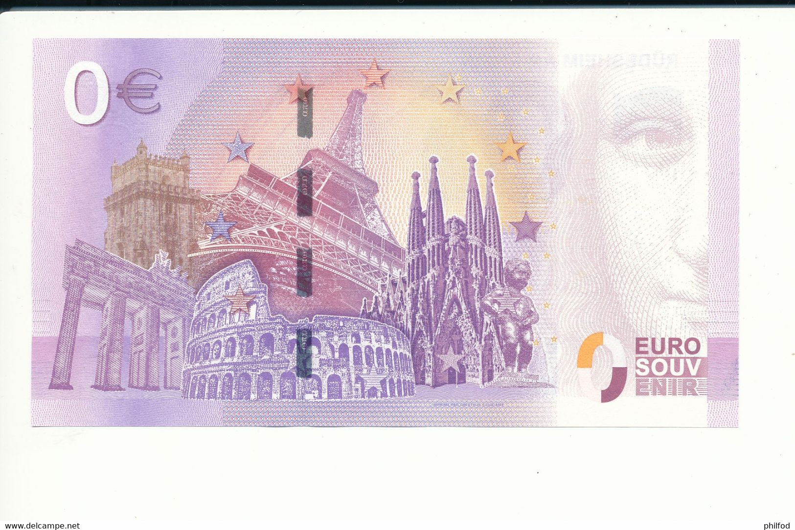 Billet Souvenir - 0 Euro - XENW - 2017-1 - RÜDESHEIM AM RHEIN - N° 6351 - Alla Rinfusa - Banconote