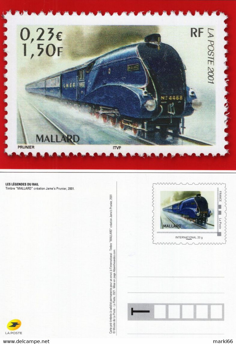 France - 2021 - Railway Legends - Mallard Locomotive - Prepaid Stamped Postcard (collector's Edition) - Prêts-à-marquer