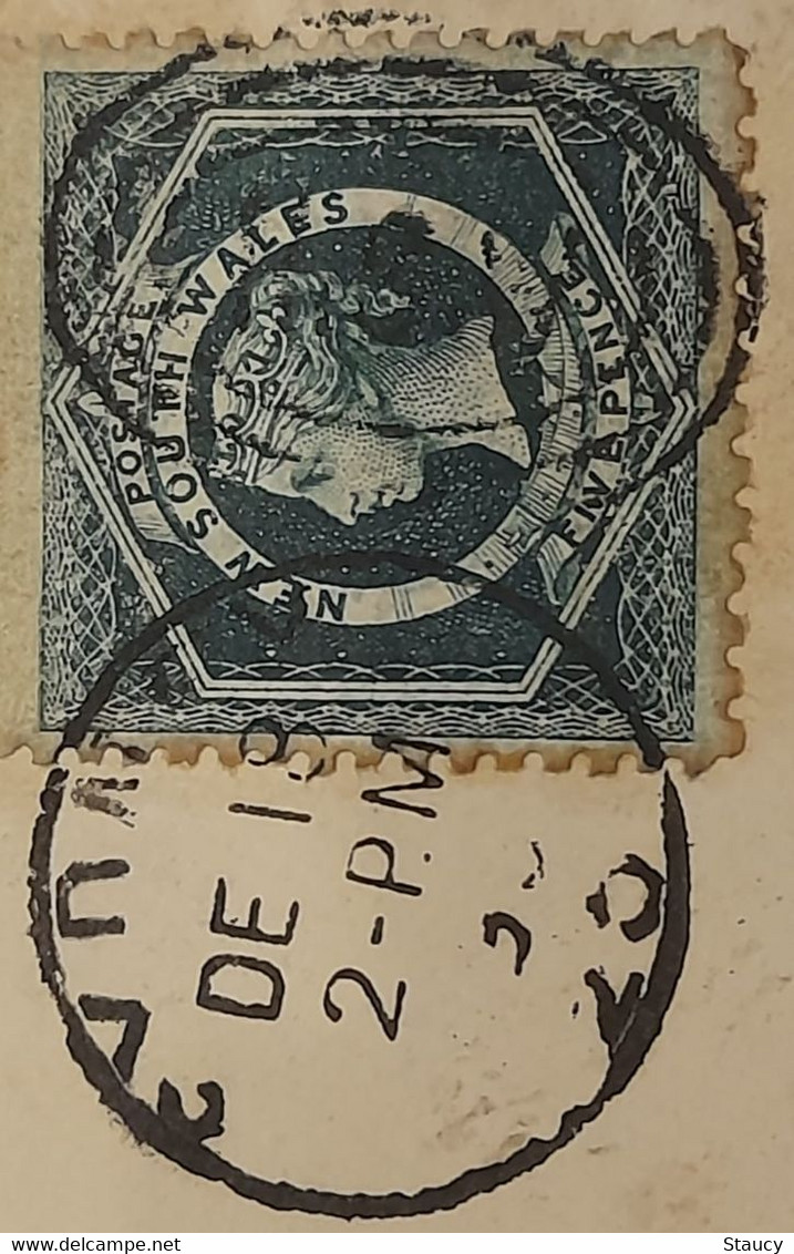 AUSTRALIA NEW SOUTH WALES NSW 1858 5d Diadem Dark Green (Sg#329) Error "TOP IMPERF" On Cover NSW OVAL RING CANCEL To USA - Lettres & Documents