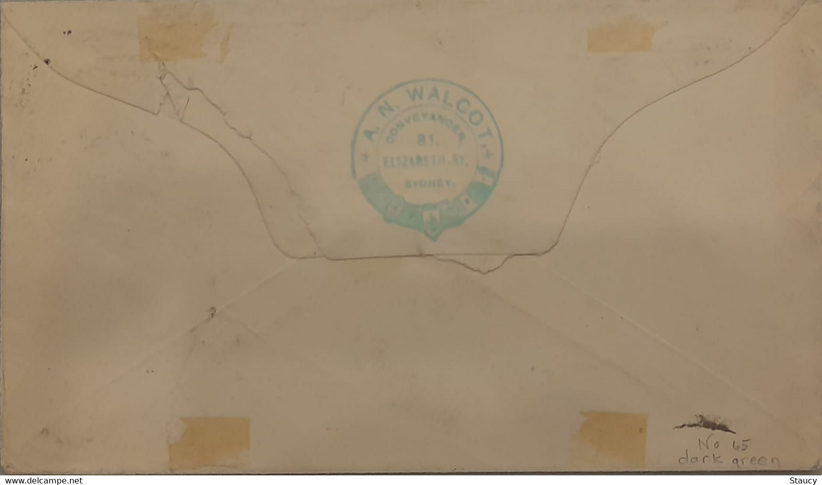 AUSTRALIA NEW SOUTH WALES NSW 1858 5d Diadem Dark Green (Sg#329) Error "TOP IMPERF" On Cover NSW OVAL RING CANCEL To USA - Lettres & Documents