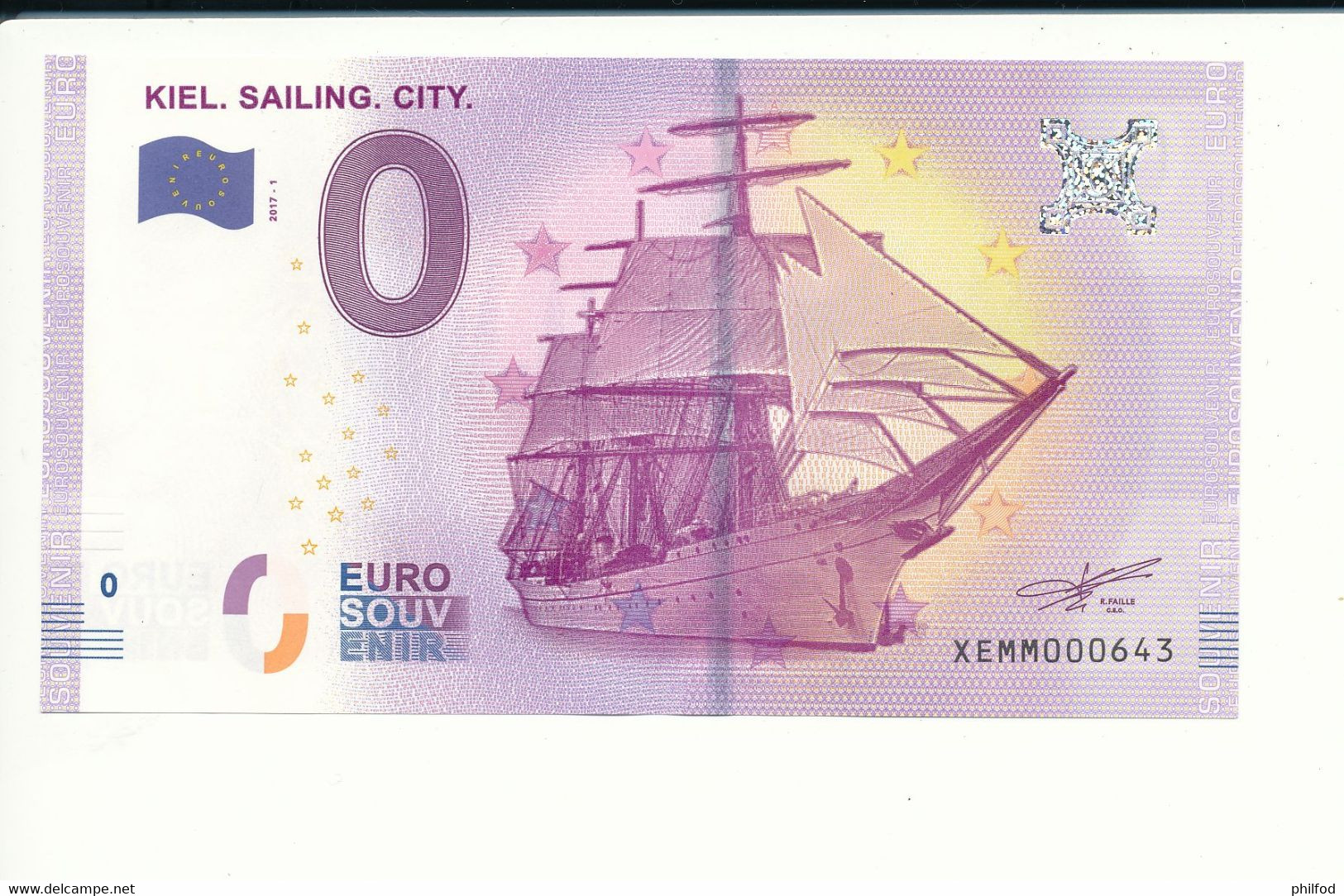 Billet Souvenir - 0 Euro - XEMM - 2017-1 - KIEL. SAILING. CITY. - N° 643 - Billet épuisé - Vrac - Billets