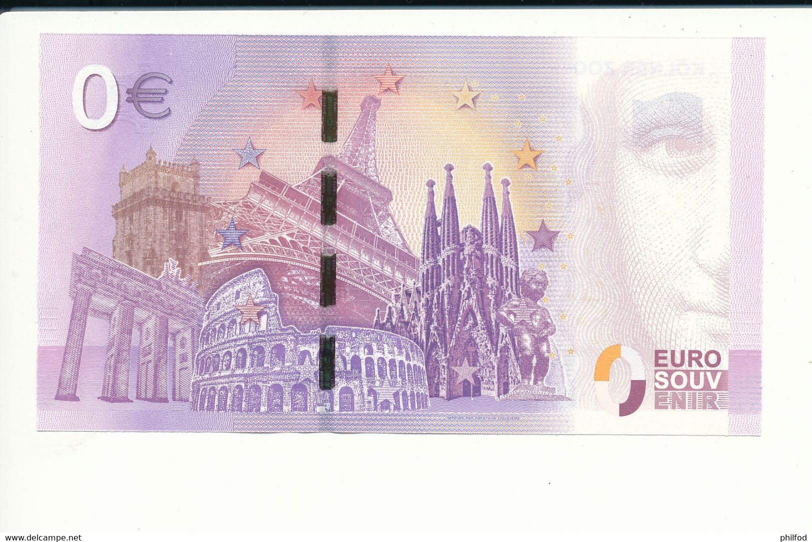 Billet Souvenir - 0 Euro - XEMB - 2017-1 - KÖLNER ZOO - N° 7252 - Billet épuisé - Mezclas - Billetes