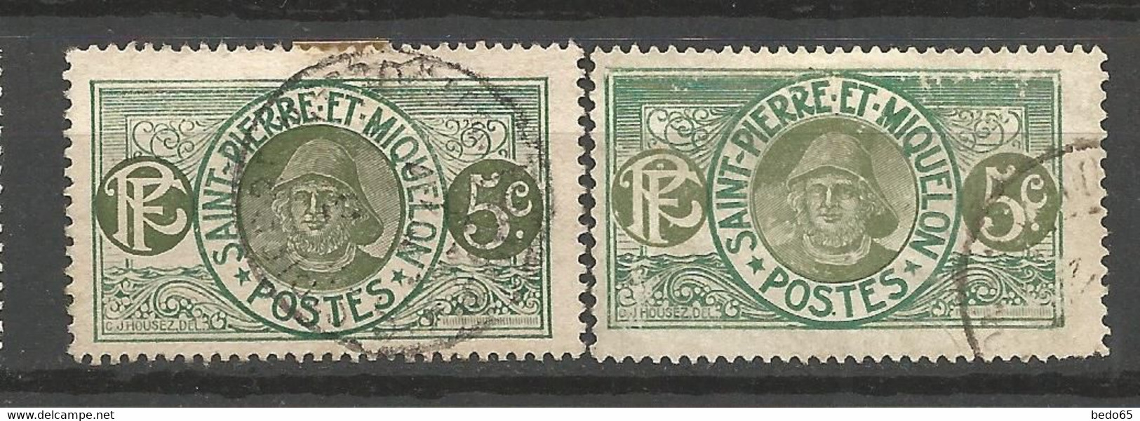 ST PIERRE ET MIQUELON N° 81 X 2 Nuances OBL - Used Stamps