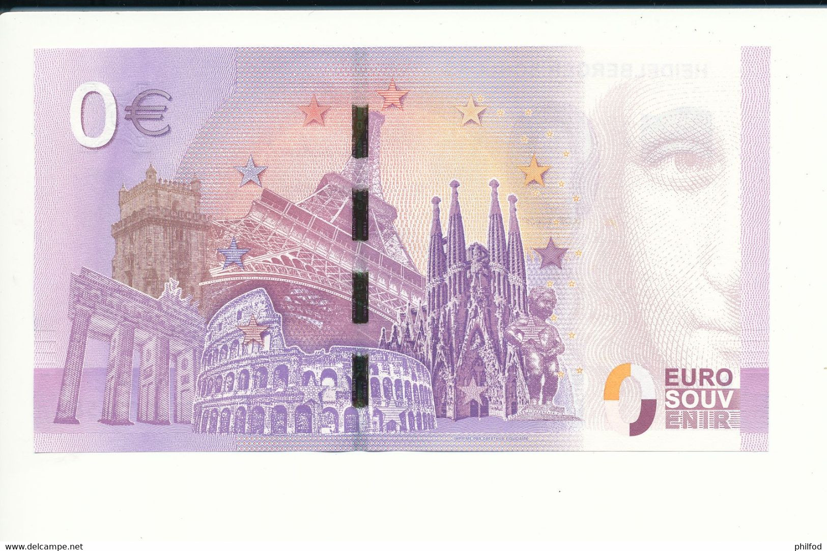 Billet Souvenir - 0 Euro - XELU - 2017-1 - HEIDELBERGER SCHLOSS - N° 458 - Billet épuisé - Alla Rinfusa - Banconote