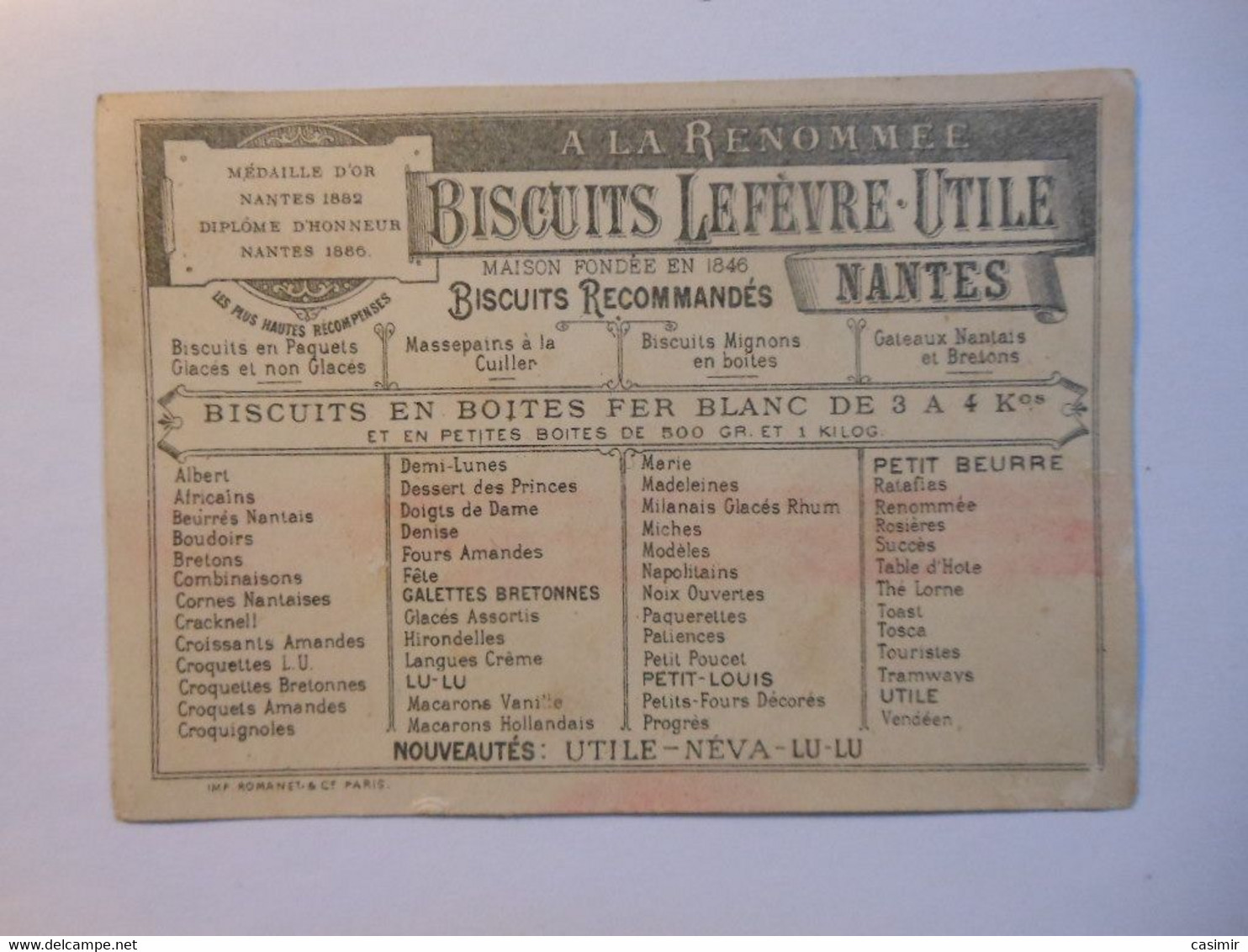 B0098c - Image Chromo LEFEVRE-UTILE Boite Biscuits Petit Beurre LU - Canards - Chocolat