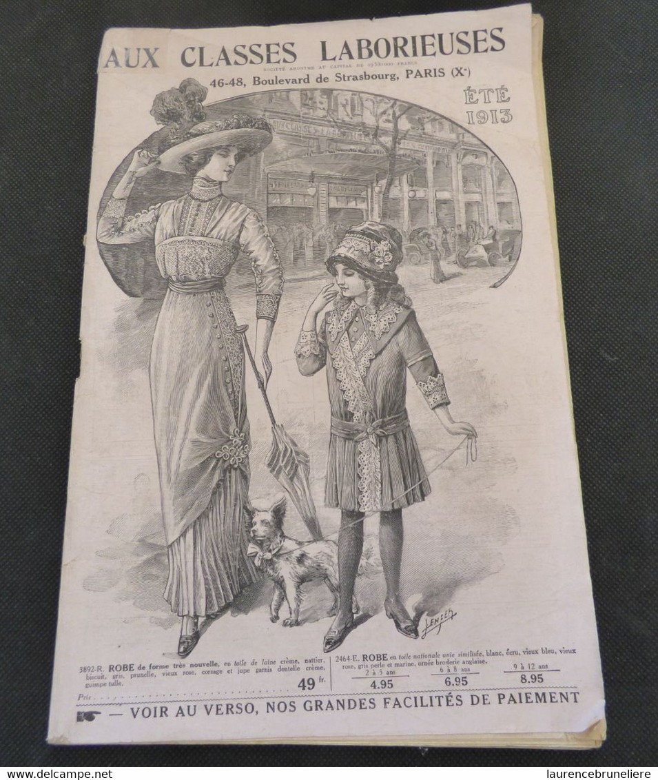 CATALOGUE PUBLICITAIRE  - AUX CLASSES LABORIEUSES -  ETE 1913 - Publicités