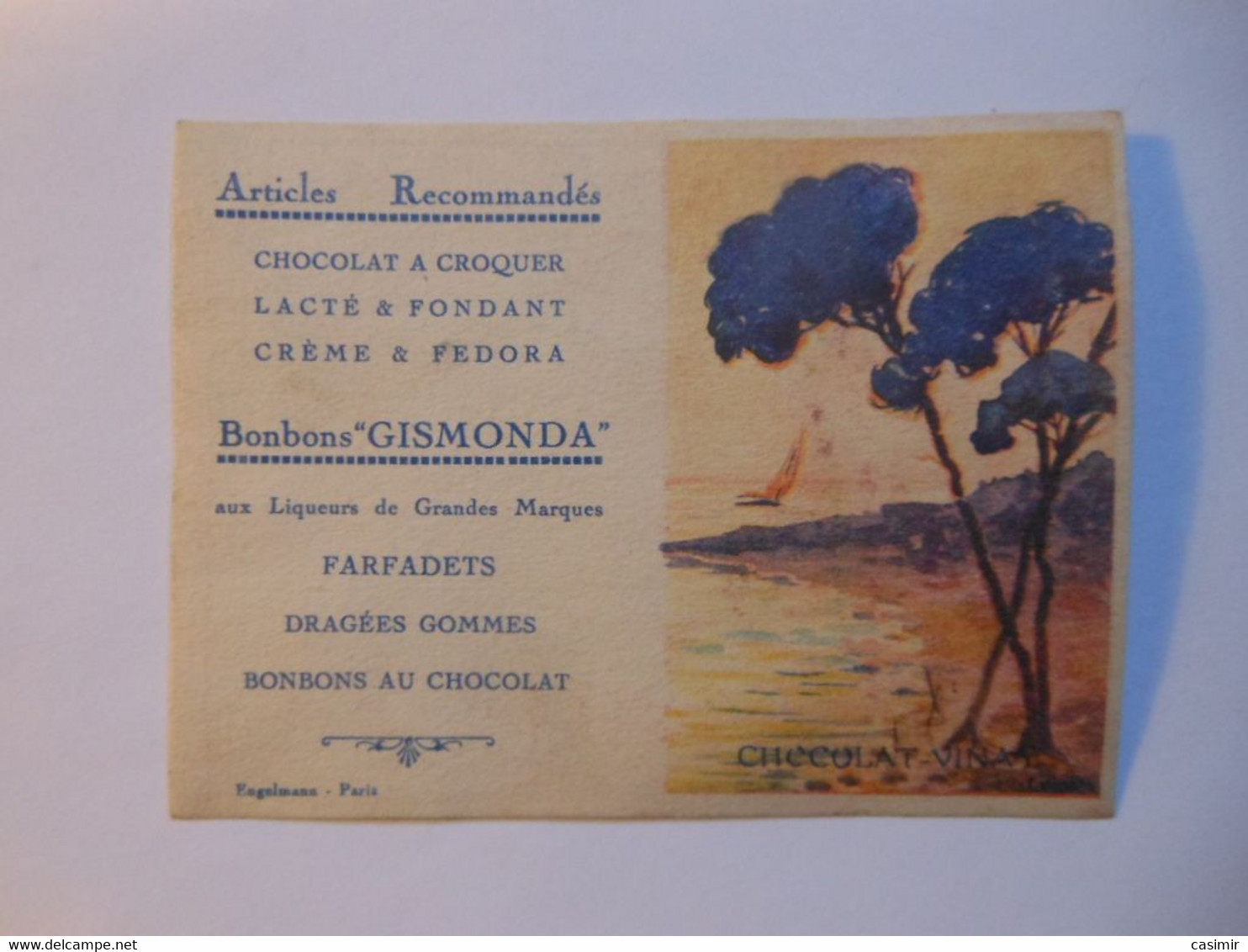 B0099f - Image Chromo CHOCOLAT VINAY - Calendrier 1927 - BONBONS GISMONDA Farfadets Dragées - Chocolat