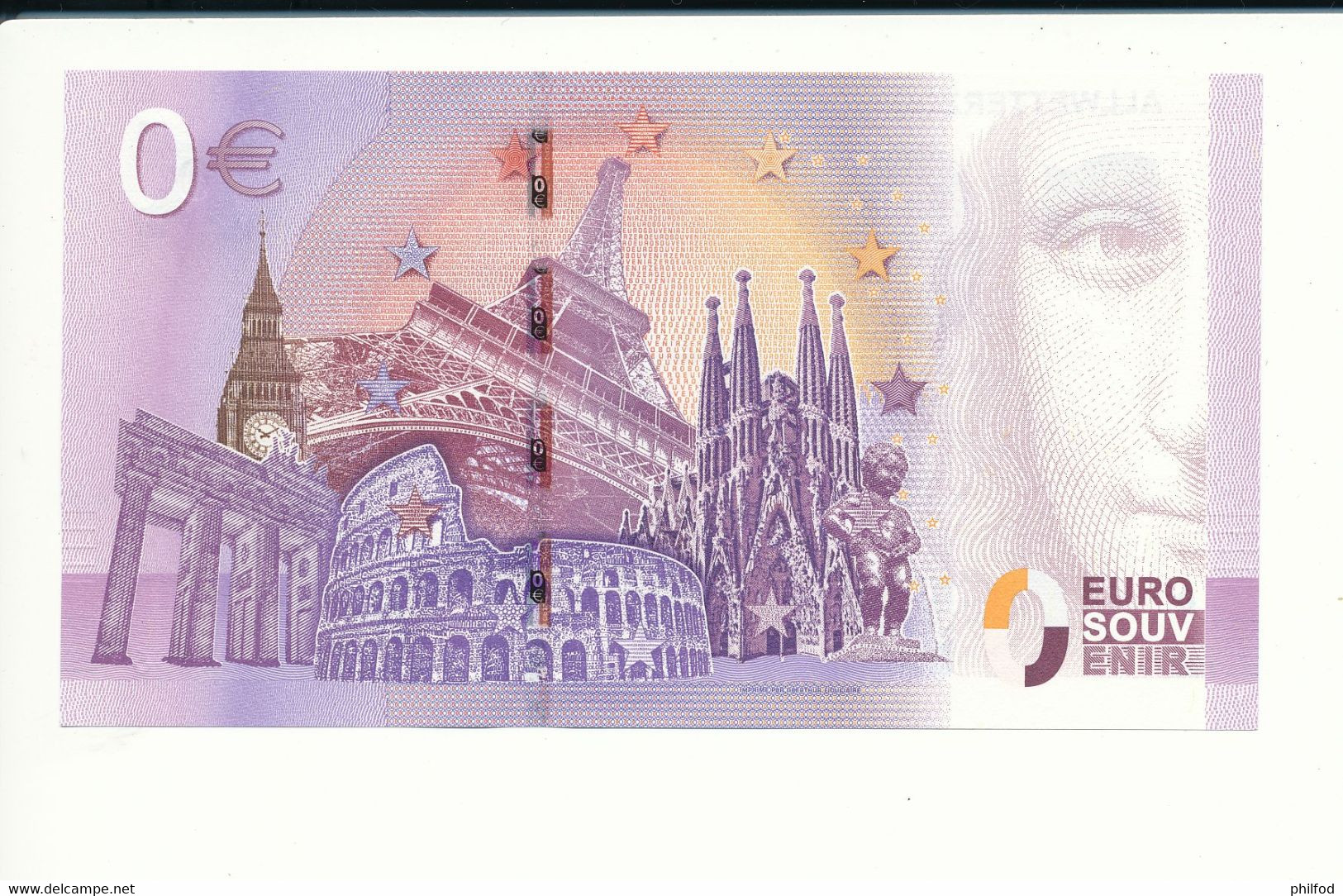 Billet Souvenir - 0 Euro - XEJP - 2017-1 - ALLWETTERZOO MÜNSTER - N° 256 - Billet épuisé - Vrac - Billets