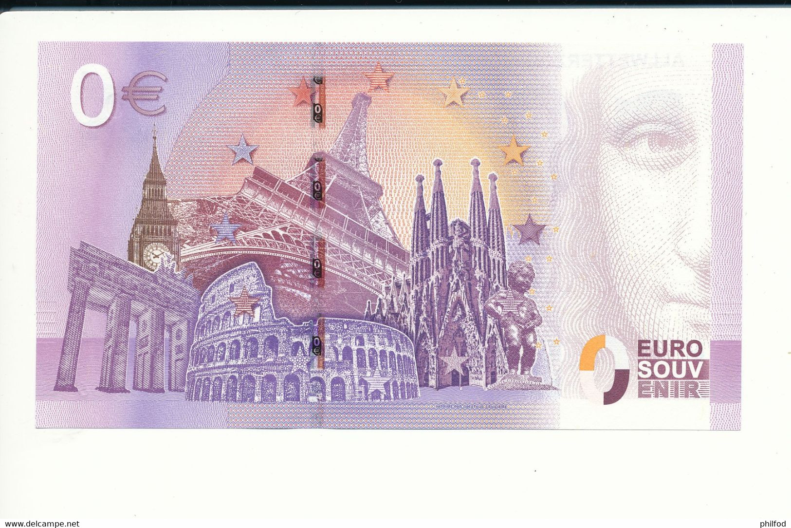 Billet Souvenir - 0 Euro - XEJP - 2017-1 - ALLWETTERZOO MÜNSTER - N° 256 - Billet épuisé - Kiloware - Banknoten