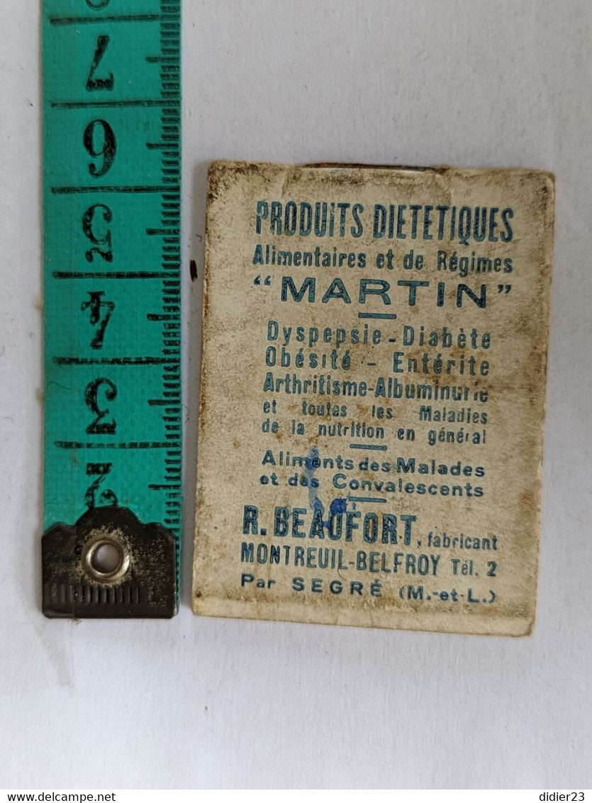 1940 MINI CALENDRIER DE POCHE PRODUITS DIETETIQUE MARTIN MONTREUIL BELFOY - Kleinformat : 1921-40