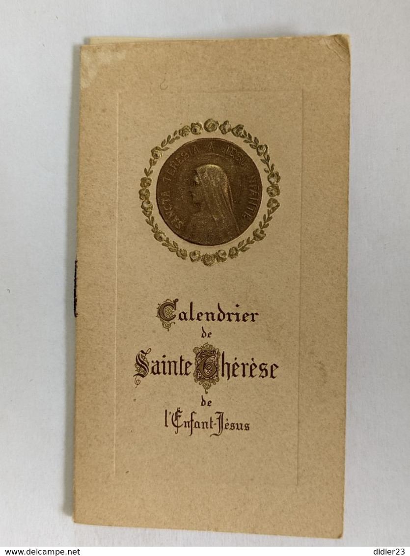 1938 MINI CALENDRIER DE POCHE  SAINTE THERESE DE L'ENFANT JESUS LISIEUX - Grand Format : 1921-40