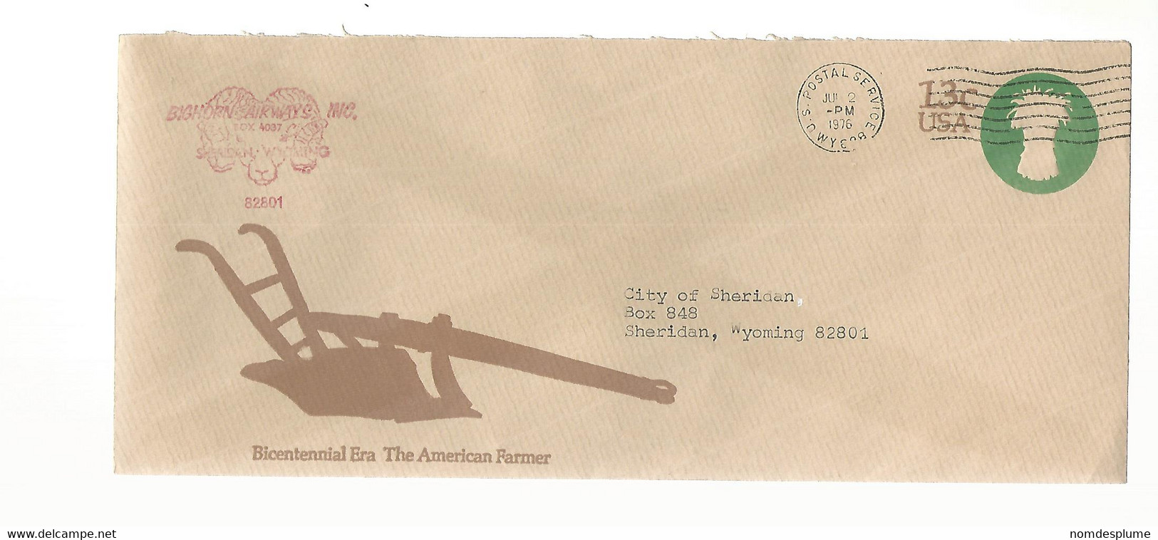 56250 ) Cover USA  Postal Stationery  Postmark 1976 - 1961-80