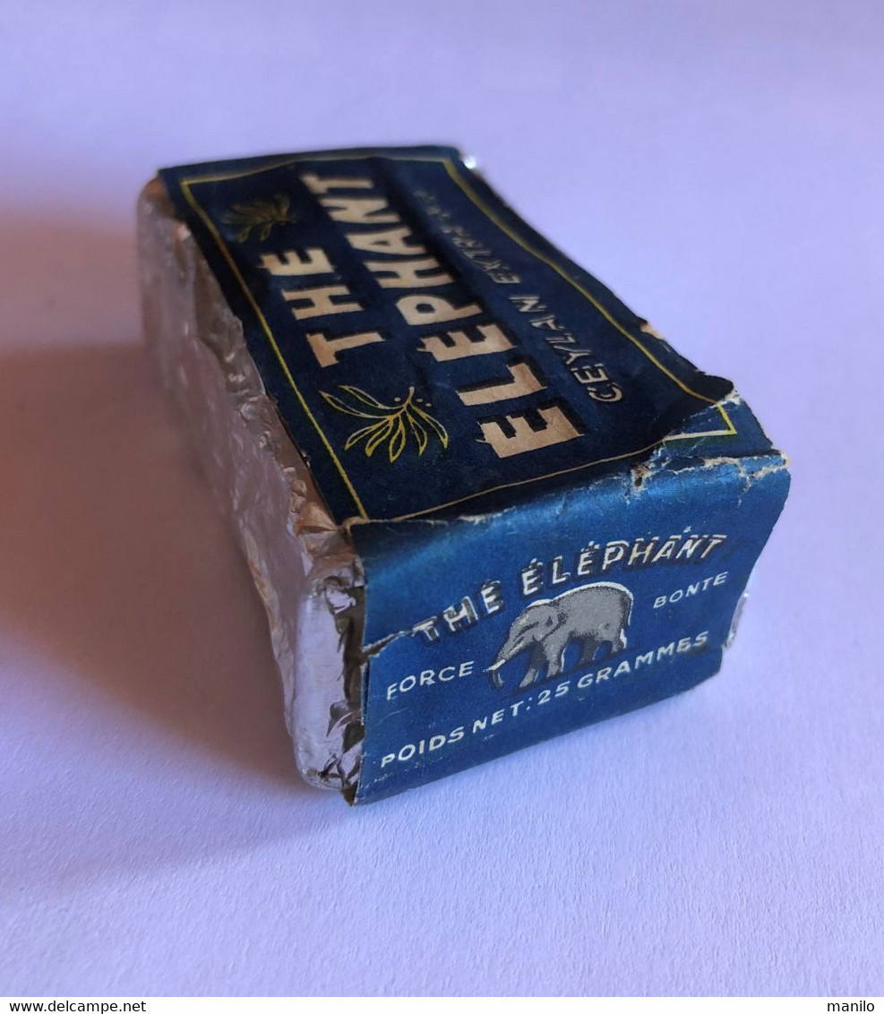 THÉ ELEPHANT -FORCE Et BONTÉ -PUBLICITE CEYLAN EXTRA -sachet 25 Gr -Sté Des THES De L'ELEPHANT MARSEILLE - PARIS 1920/30 - Scatole