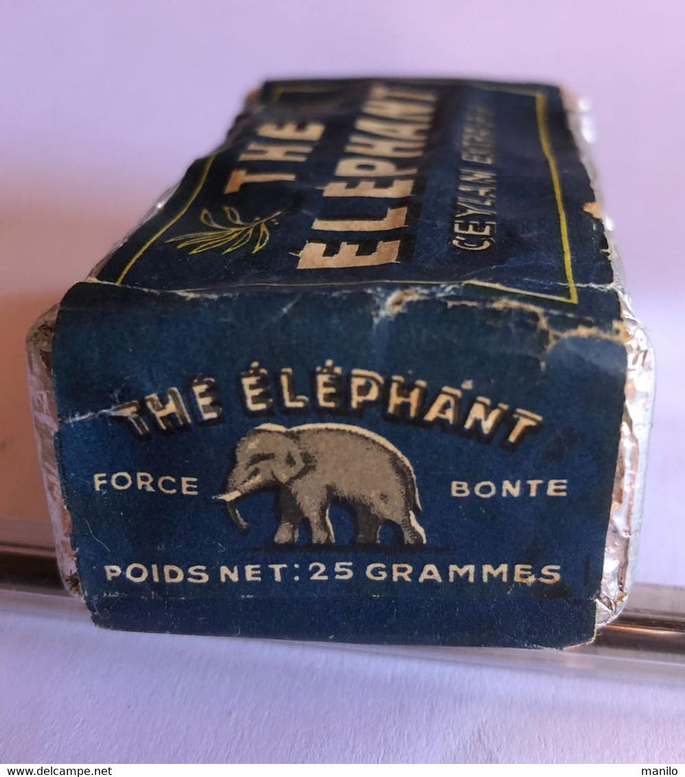 THÉ ELEPHANT -FORCE Et BONTÉ -PUBLICITE CEYLAN EXTRA -sachet 25 Gr -Sté Des THES De L'ELEPHANT MARSEILLE - PARIS 1920/30 - Boîtes