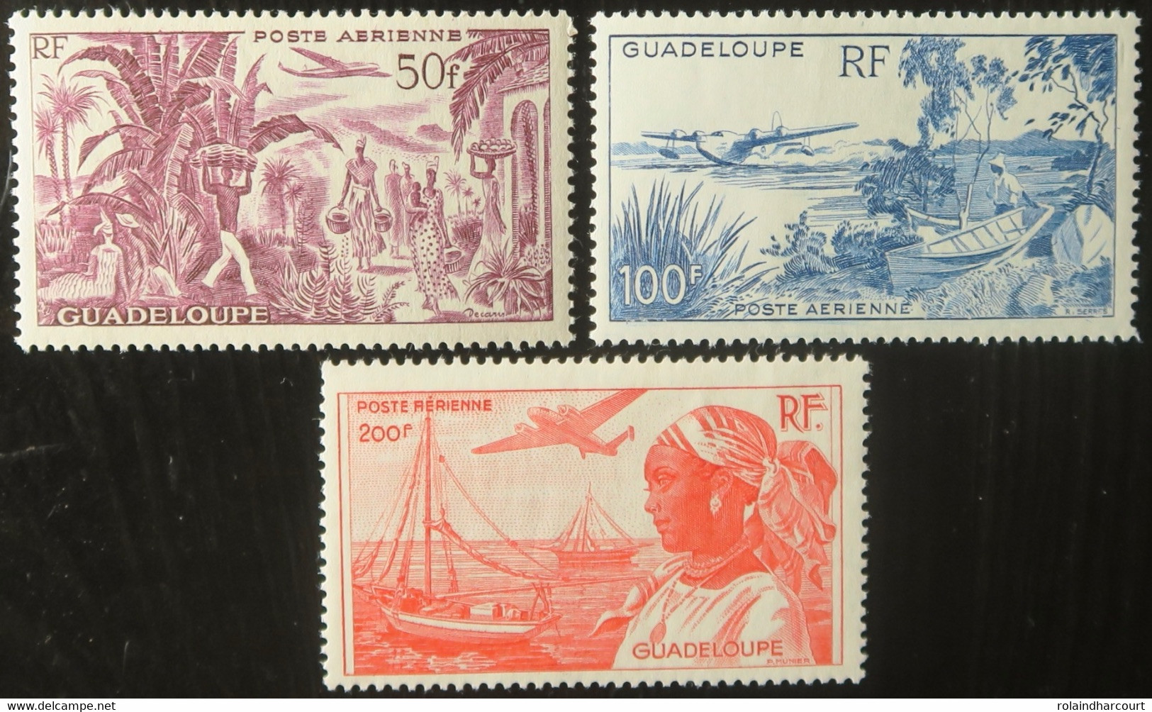 R2253/454 - 1947 - COLONIES FRANÇAISES - GUADELOUPE - POSTE AERIENNE - N°13 à 15 NEUFS* - Aéreo