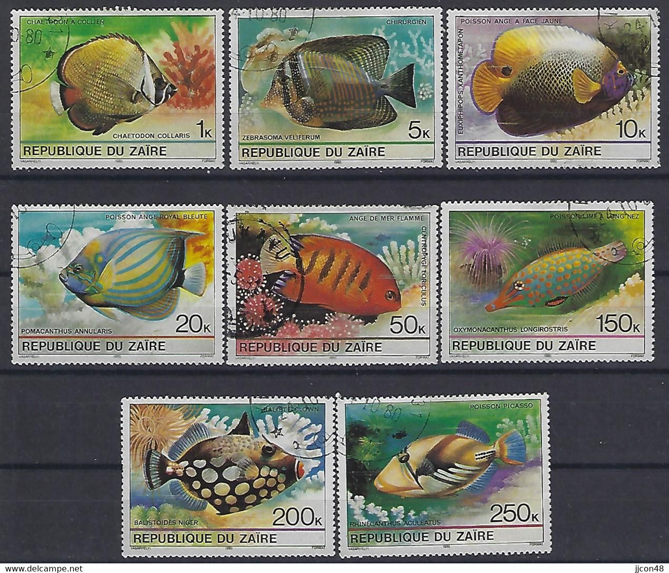 Congo-Zaire 1980  Tropische Fishe  (o) Mi.664-671 - Usados