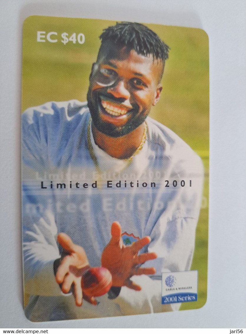 ANTIGUA  $40,- CHIPCARD  CURTLEY AMBROSE  LIMITED EDITION 2001/  QRICKET    Fine Used Card  ** 10873 ** - Antigua Et Barbuda