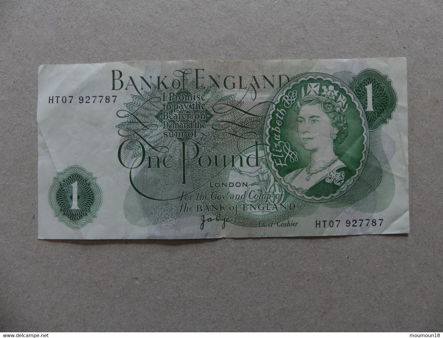 Billet Royaume-Uni Angleterre One Pound 1 Livre Elizabeth 2 II - Andere & Zonder Classificatie