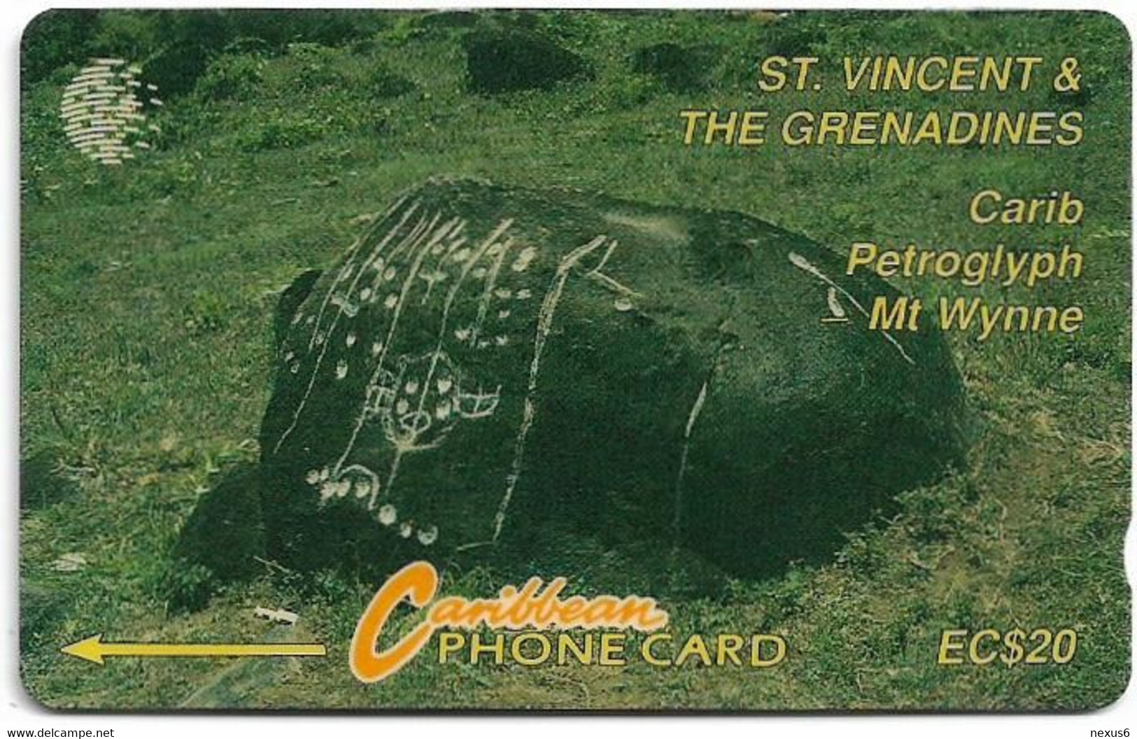 St. Vincent - C&W (GPT) - Carib Petroglyph, 7CSVB, 1993, 10.000ex, Used - San Vicente Y Las Granadinas