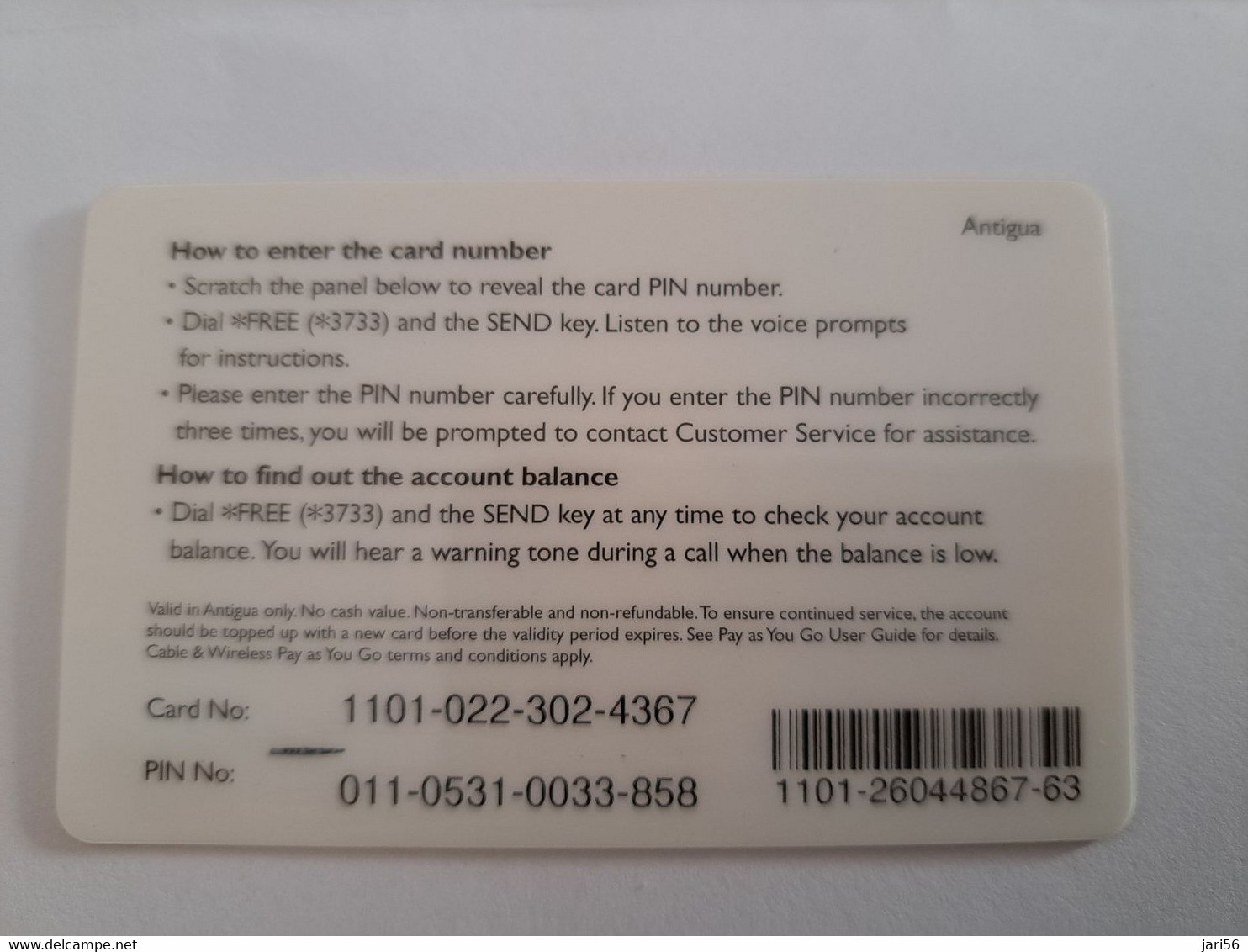 ANTIGUA  $ 40,- PAY AS YOU GO YELLOW    Prepaid  (different Backside,thick Card )    Fine Used Card  ** 10887 ** - Antigua En Barbuda