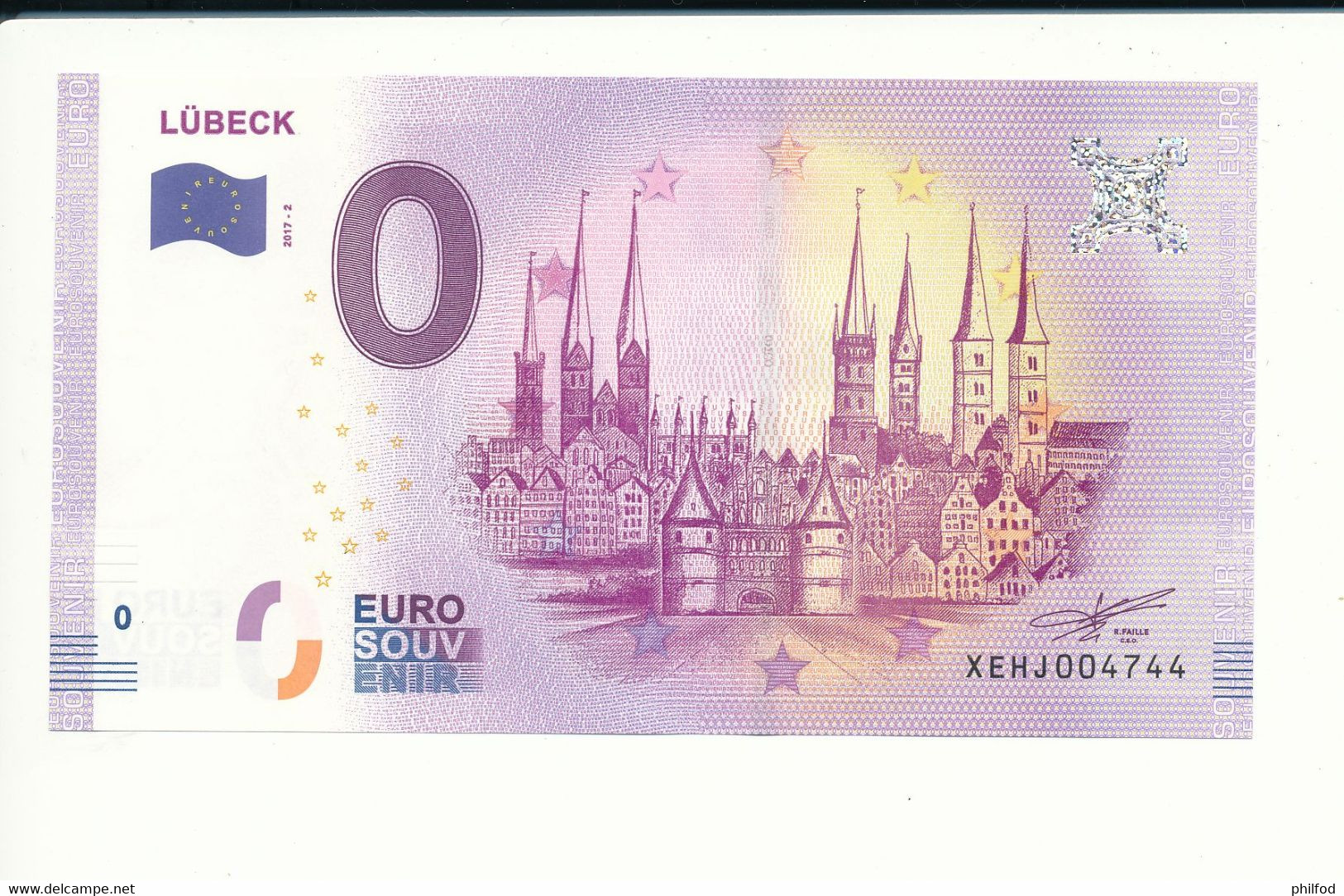 Billet Souvenir - 0 Euro - XEHJ - 2017-2 - LÜBECK - N° 4744 - Billet épuisé - Alla Rinfusa - Banconote