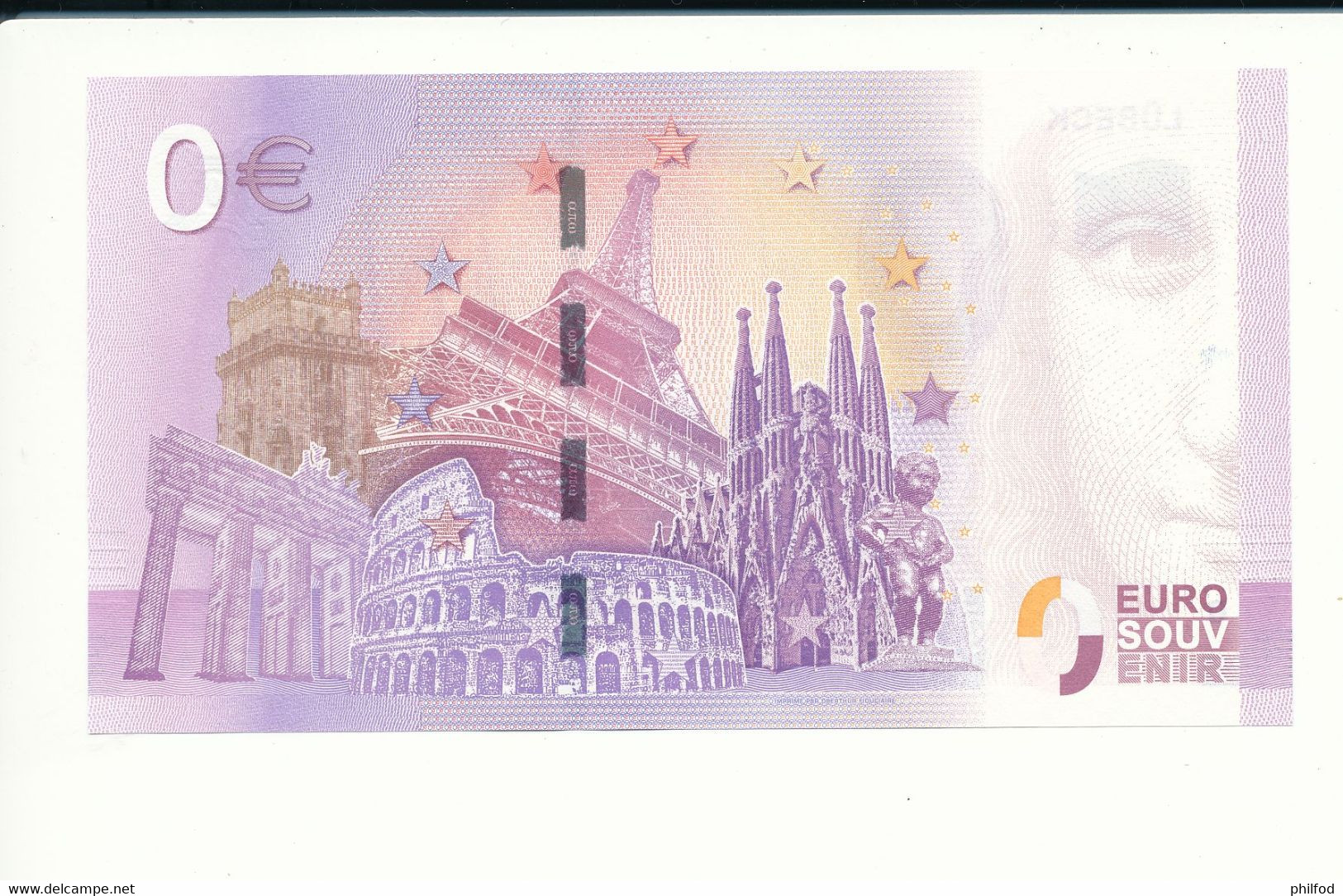 Billet Souvenir - 0 Euro - XEHJ - 2017-2 - LÜBECK - N° 4744 - Billet épuisé - Kilowaar - Bankbiljetten