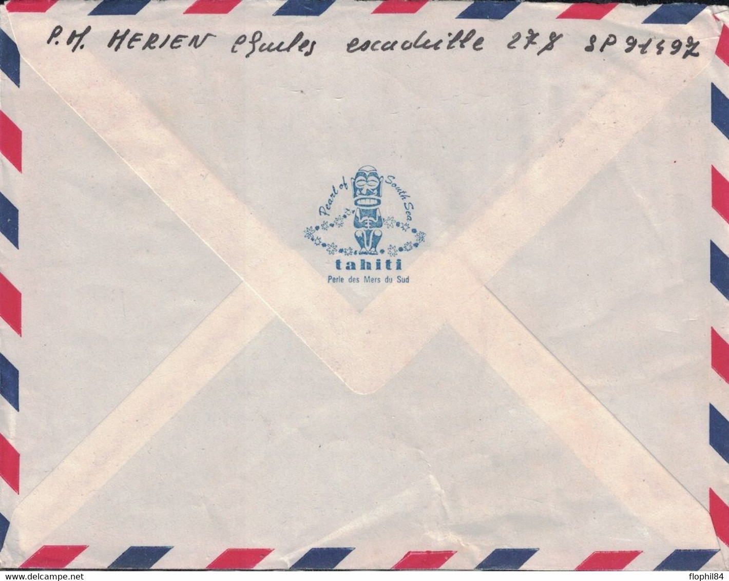 TAHITI - CHEFFER 0.40c EN BANDE DE 5 - CACHET POSTE AUX ARMEES - 13/3/1970 - LETTRE DE L'ESCADRILLE 278 - SP91497. - Militärische Luftpost