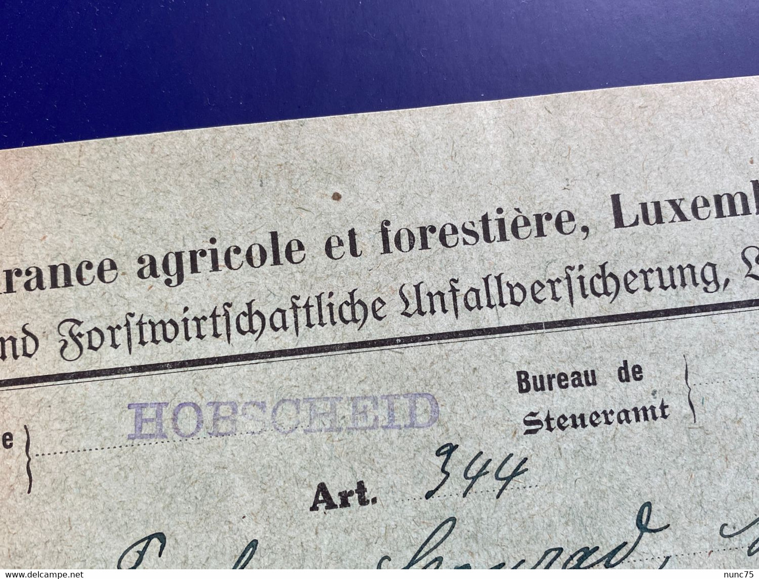 Facture Ancienne 1927 Assurance AGRICOLE ET FORESTIERE Landwirtschaftliche Unfallversicherung Luxembourg Luxemburg Agric - Luxemburg