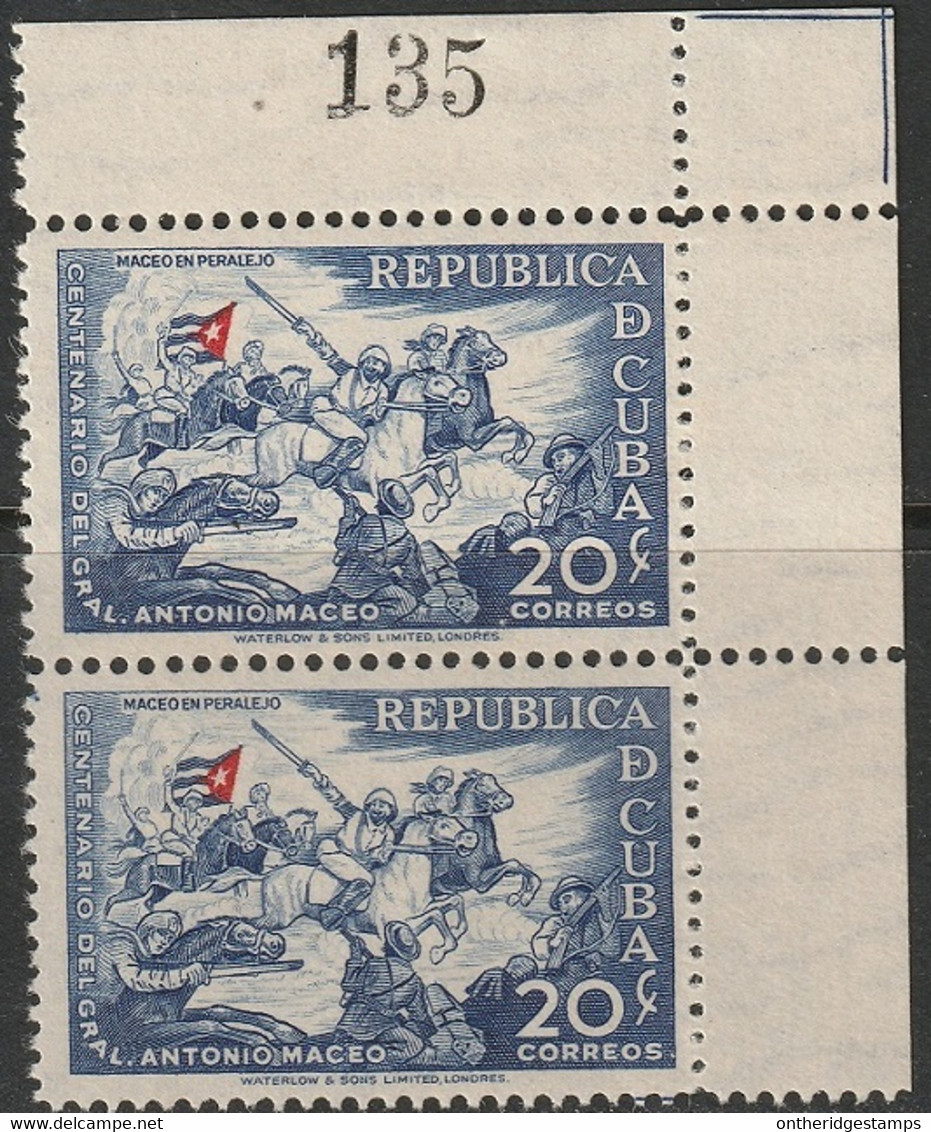 Cuba 1948 Sc 428 Yt 309 Corner Pair MNH** - Unused Stamps