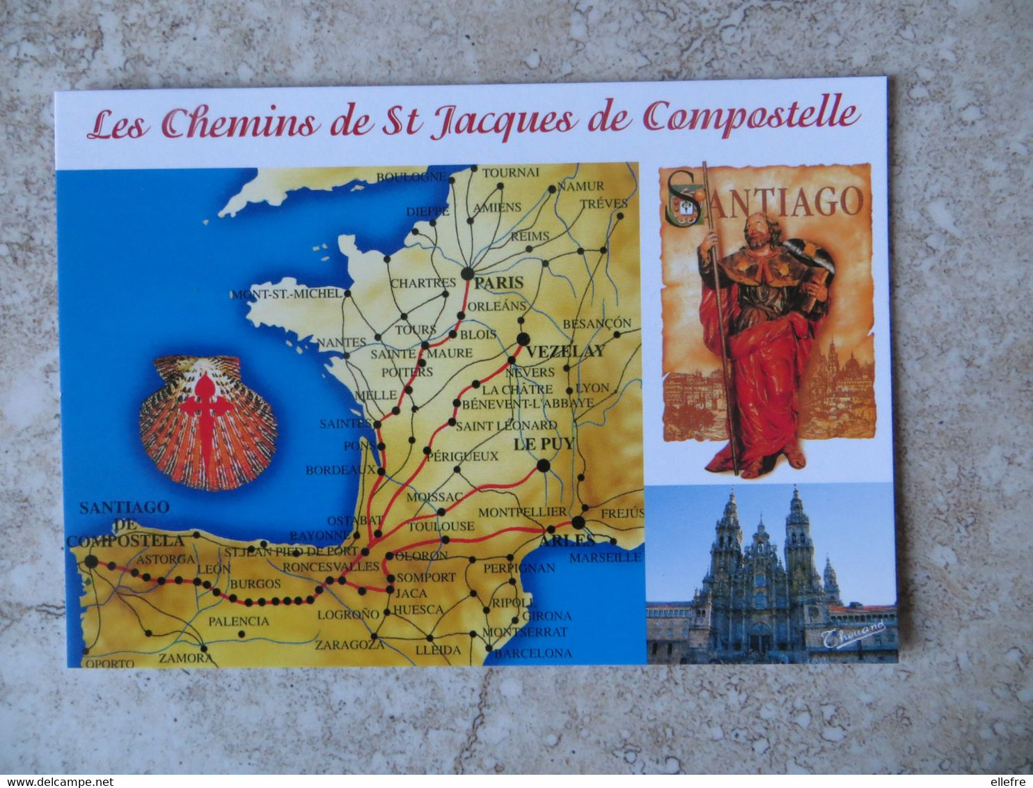 CPM Religion Pelerinage Les Différents Chemins De Saint Jacques De Compostelle Avec Carte France Espagne - Carte Neuve - Luoghi Santi