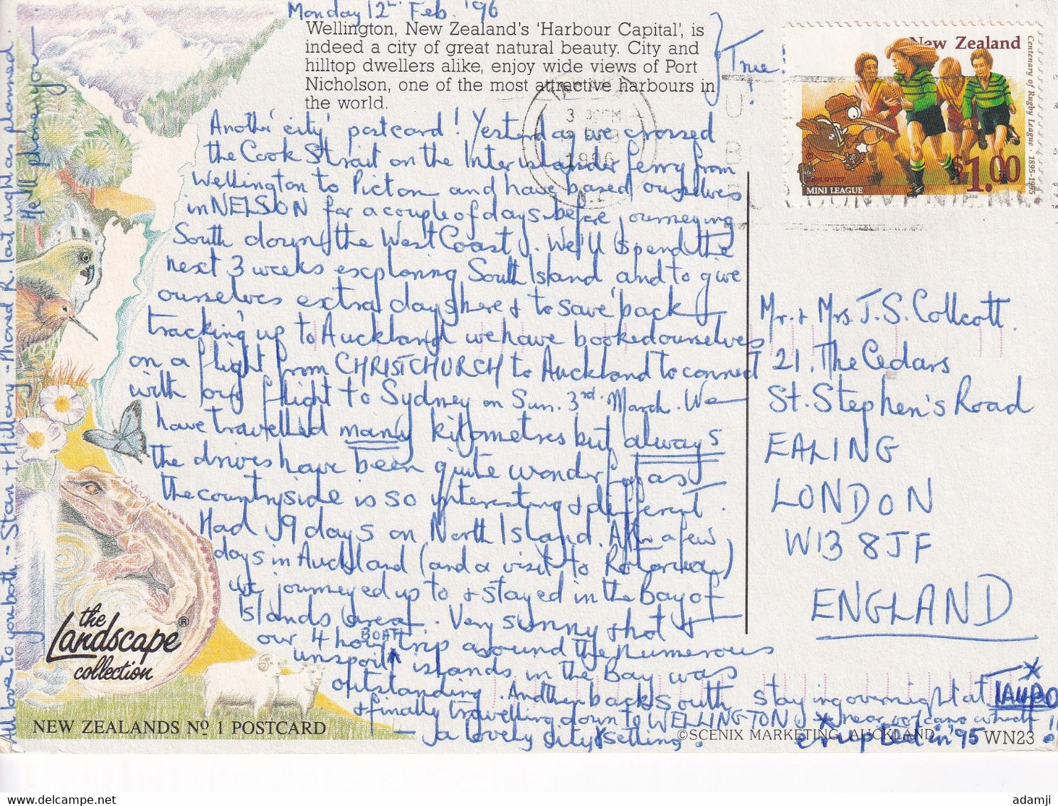 NEW ZEALAND 1996 POSTCARD TO UK. - Lettres & Documents