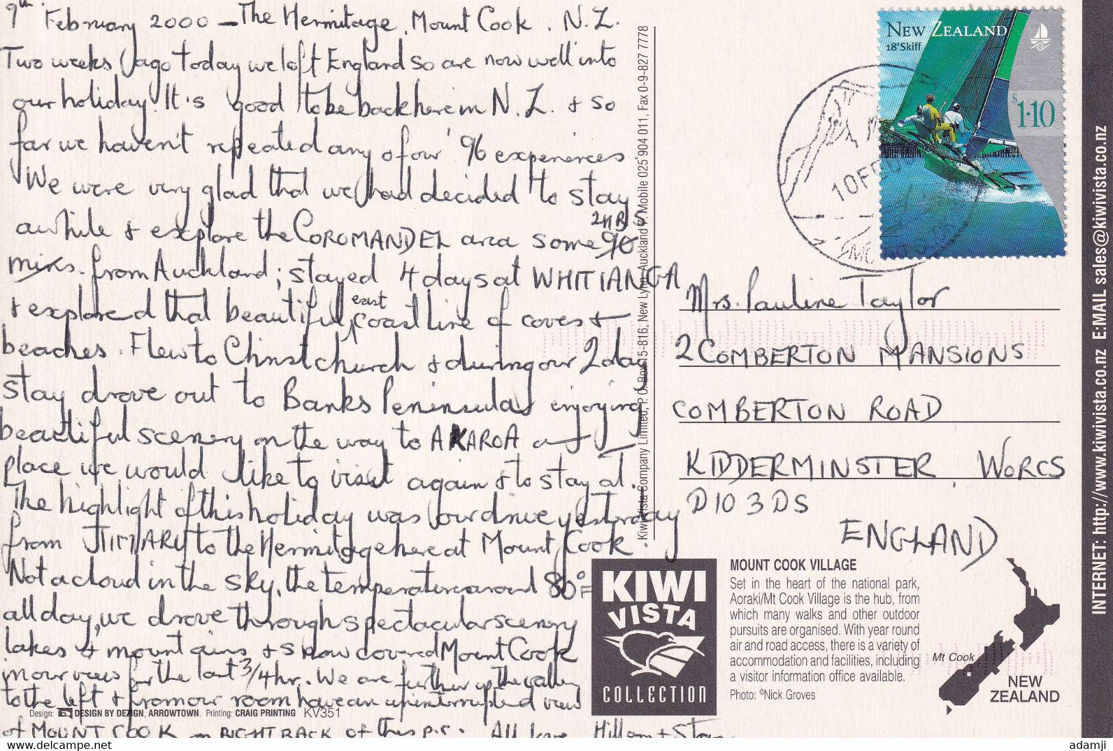NEW ZEALAND 2000 POSTCARD TO UK. - Lettres & Documents