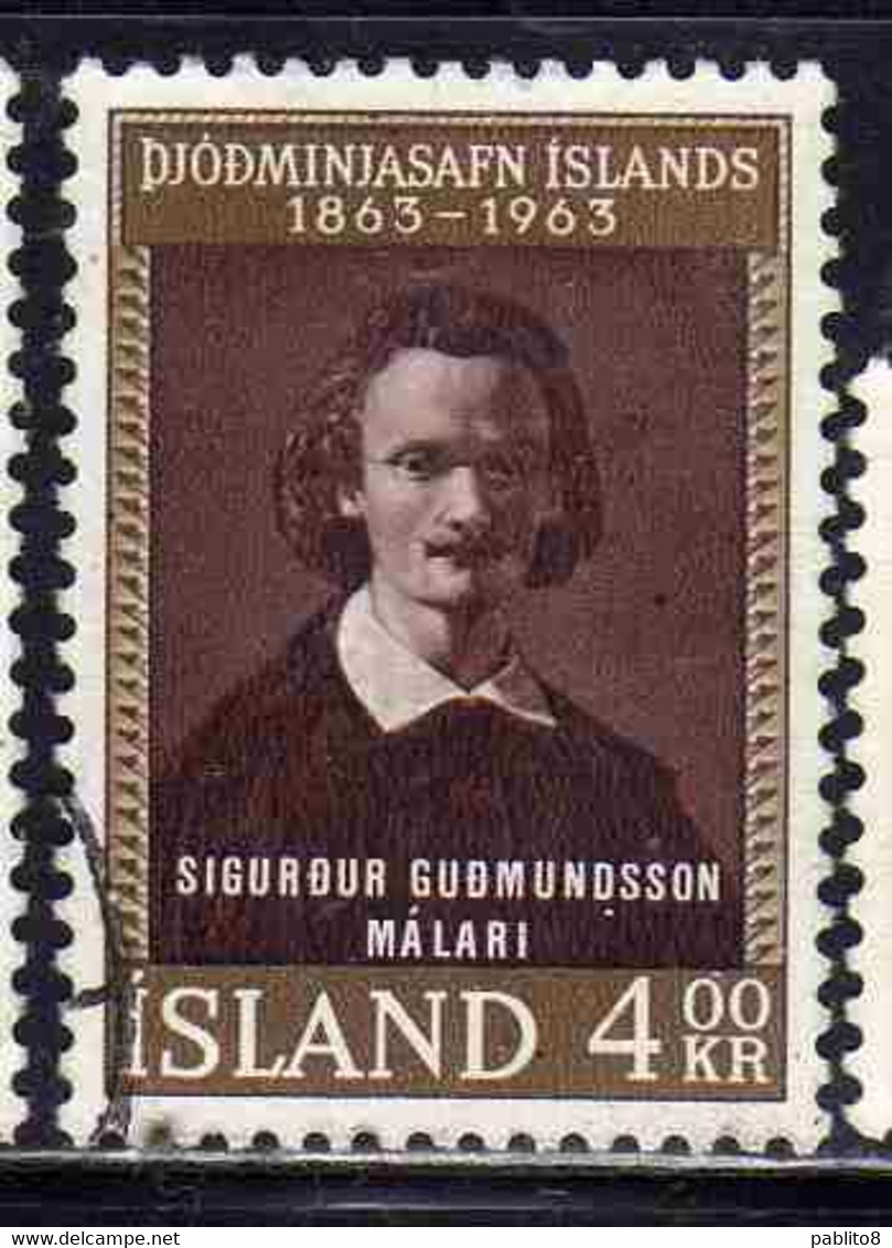 ISLANDA ICELAND ISLANDE ISLAND 1963 NATIONAL MUSEUM SIGURDUR GUDMUNDSSON SELF-PORTRAIT 4k USED USATO OBLITERE' - Oblitérés