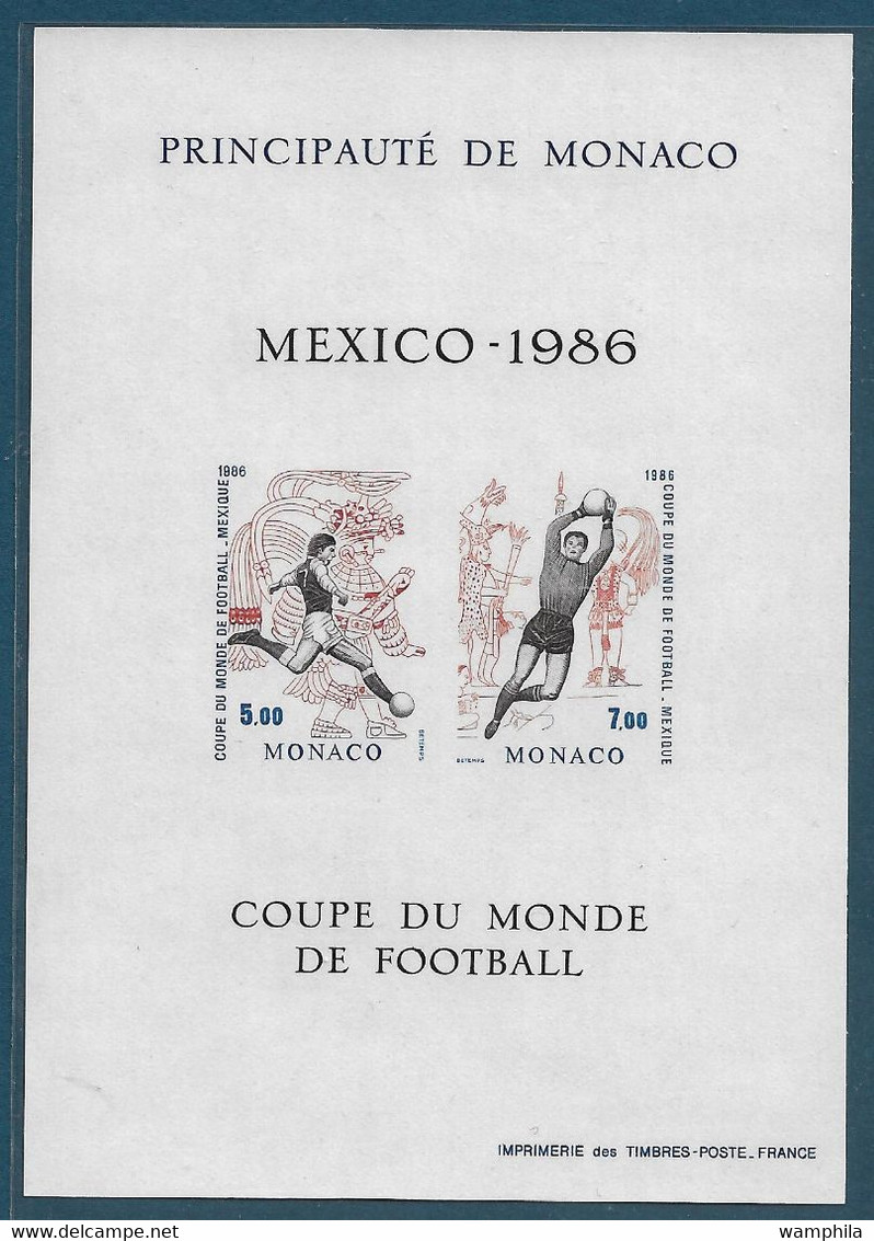 Monaco Bloc N°35a** Non Dentelé. Coupe Du Monde De Football, Cote 235€. - Errors And Oddities