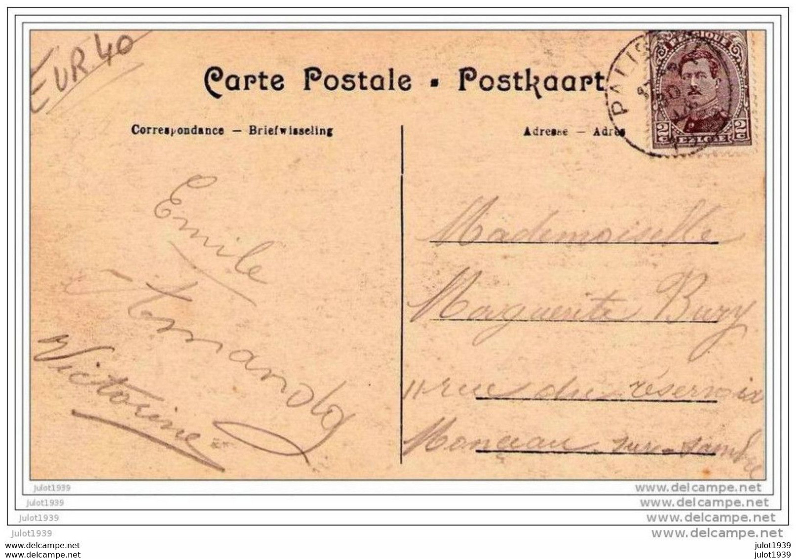 Julot1939 ..-- PALISEUL ..-- GARE . 1920 Vers MONCEAU - SUR - SAMBRE ( Melle Marguerite BURY ) . Voir Verso . - Paliseul