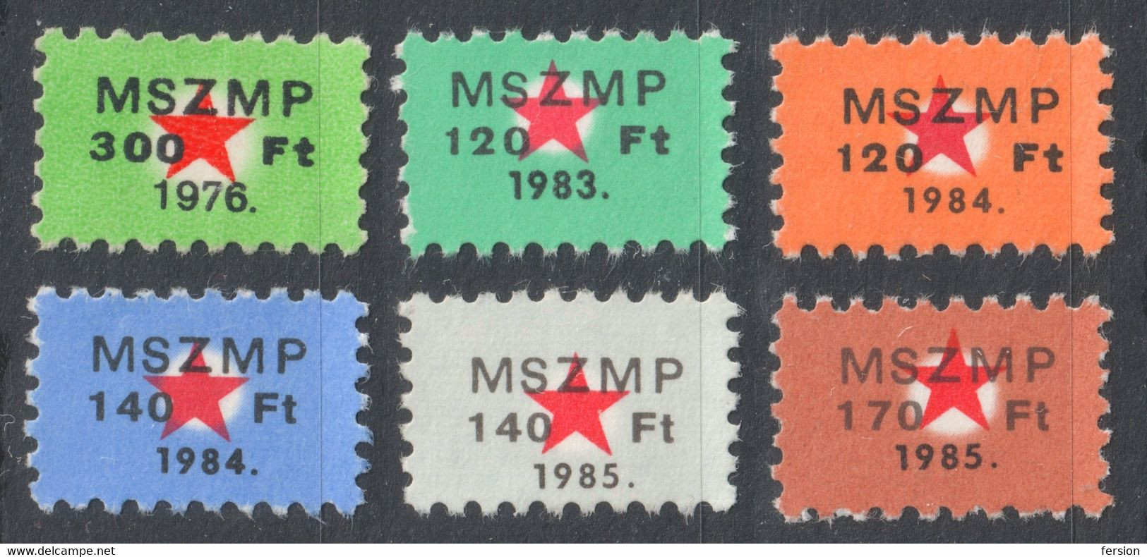 Communist Communism RED STAR Membership Stamp Hungarian Socialist Workers Party MSZMP Red Star HUNGARY Used LOT - Dienstmarken