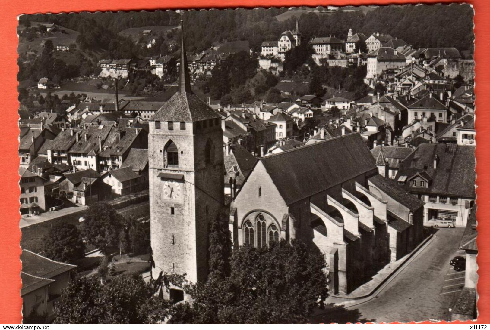 ZRU-07  Vue Aérienne De Moudon Et Son église.  Circulé 1963 GF - Moudon