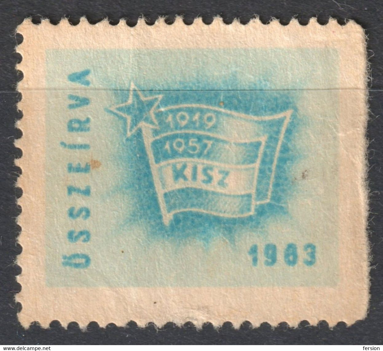 KISZ Hungarian Young Communist League FLAG Red Star - Member Charity LABEL CINDERELLA VIGNETTE - Hungary 1963 - Servizio