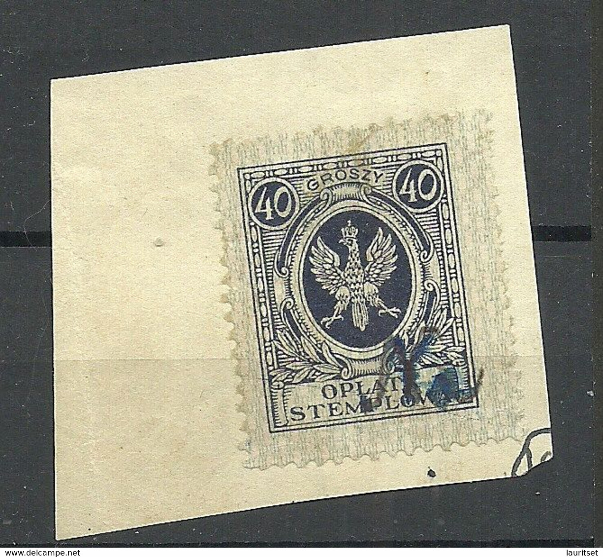 POLEN Poland Ca 1920 Documentary Tax Stempelmarke Revenue Oplata Stemplowa 40 Gr. O On Out Cut - Fiscaux