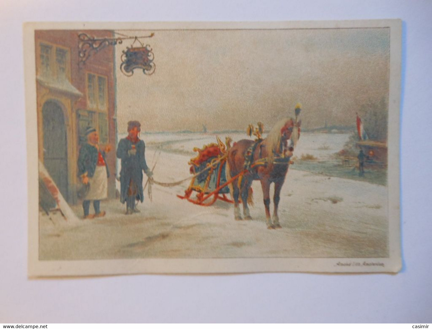 B0054d - Image Chromo CACAO VAN HOUTEN - Traineau Luge Cheval Auberge Neige - Chocolat