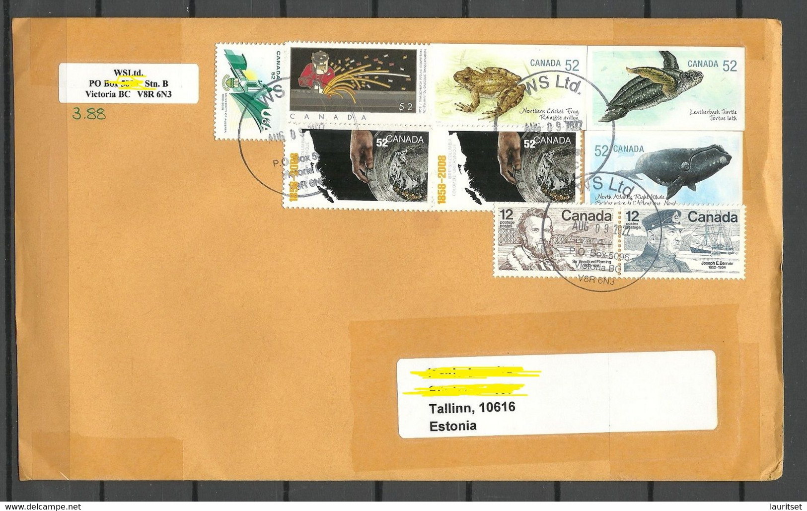 CANADA Kanada 2022 Cover To Estonia With Many Nice Stamps - Brieven En Documenten