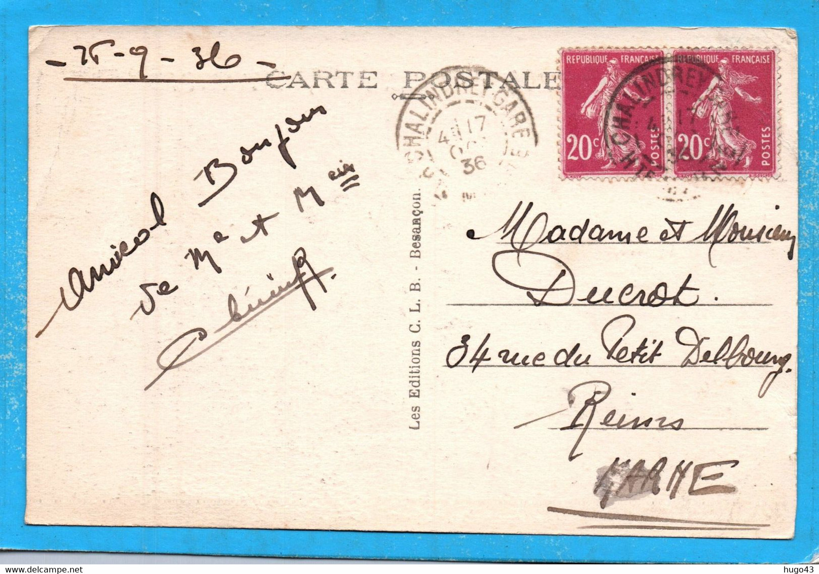 (RECTO / VERSO) CHAMPLITTE EN 1936 - N° 18635 - LE CHATEAU - BEAU CACHET - CPA - Champlitte