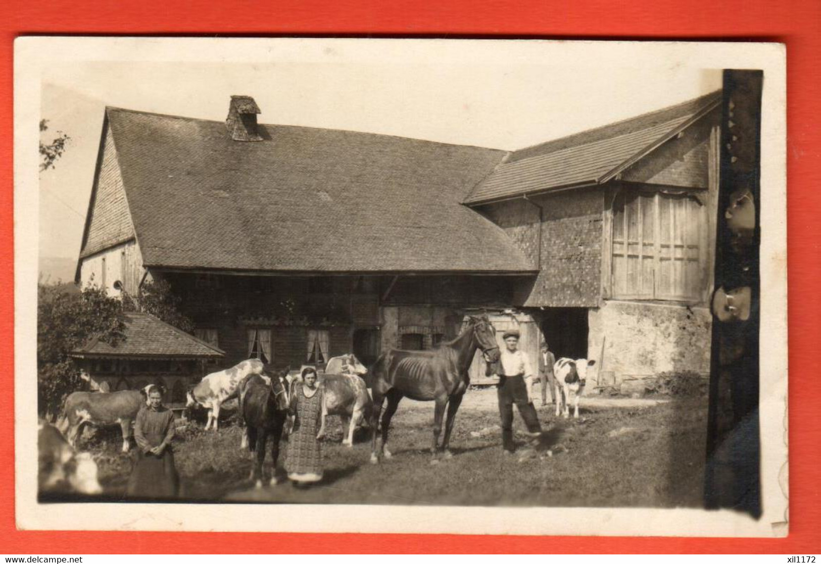 ZRU-28 RARE Carte-photo Lieu à Déterminer Probablement Gros-de-Vaud Cossonay Selon Origine Du Lot,Ferme ANIME. NC - Cossonay