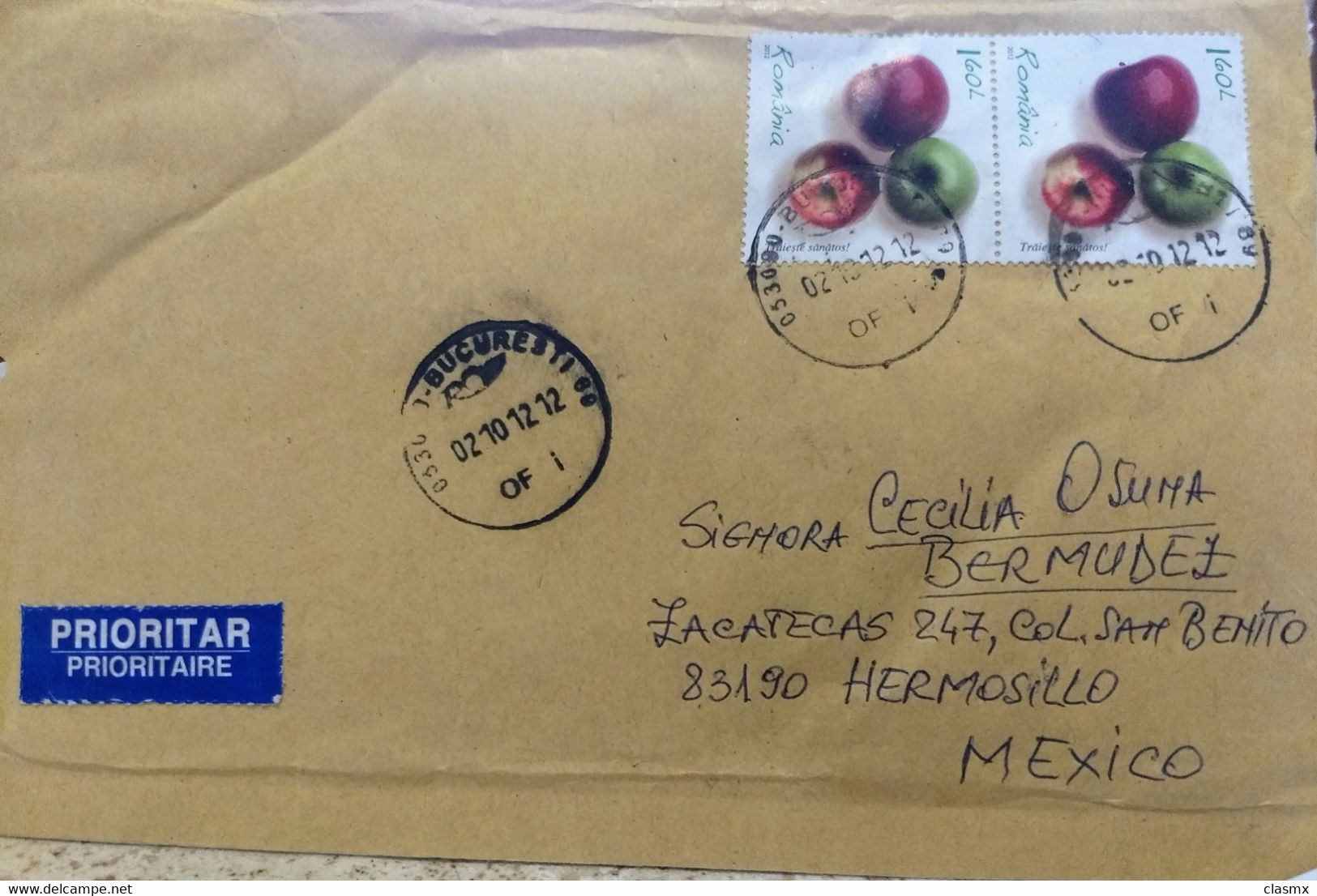 Rumania Apples Fruit Cover To MÉXICO - Cartas & Documentos