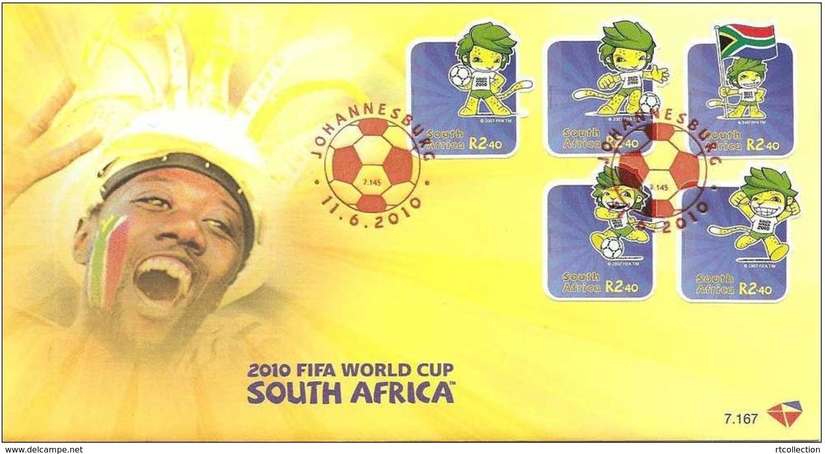 South Africa RSA 2010 First Day Cover FDC FIFA World Cup Football Game Soccer Sports Stamps SG 1781-1785 Rare - Storia Postale