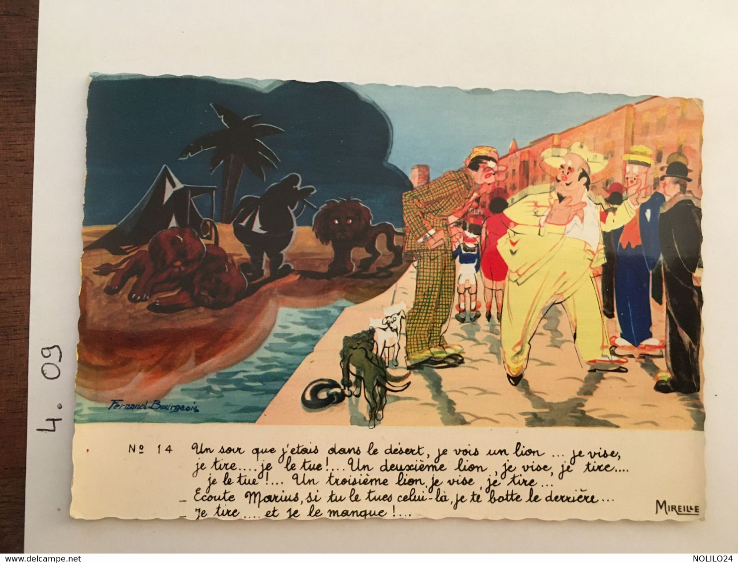 Cpm, Illustrateur, Signée Fernand Bourgeois, N°14 "un Soir Que J'étais Dans Le Désert.." éd Mireille, écrite En 1967 - Bourgeois